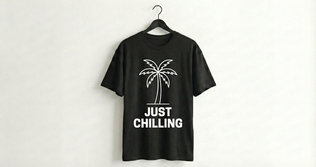Just Chilling Palm Tree Graphic T-Shirt – Casual Oversized T- Shirt