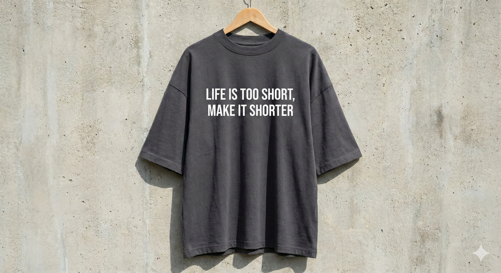 Life Is Too Short Make It Shorter T-Shirt | Aesthetic Minimal Quote Tee | Oversized Streetwear Shirt