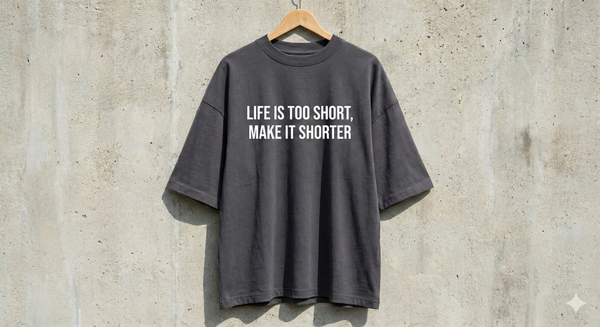 Life Is Too Short Make It Shorter T-Shirt | Aesthetic Minimal Quote Tee | Oversized Streetwear Shirt
